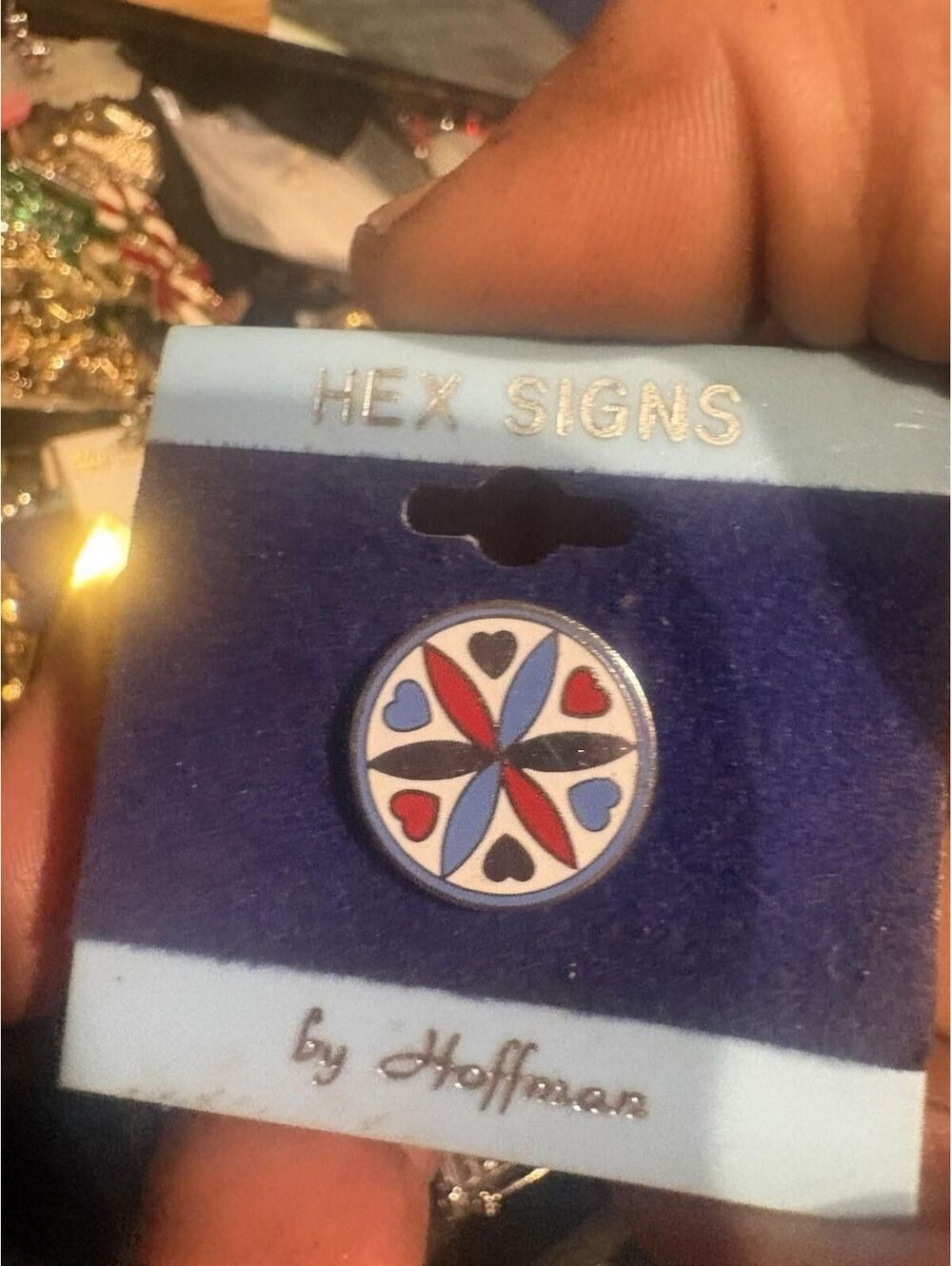 DISTLEFINK HEX SIGN Flower Hearts PIN BROOCH PA DUTCH